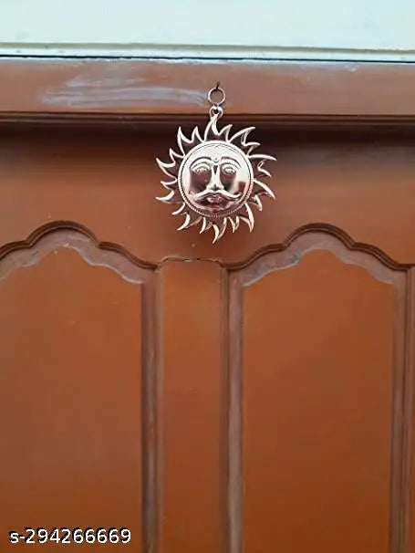 Siyaram Collections Home Vastu Sun Surya Face Copper God Sun Wall Hanging - 6 inch (Bronze)