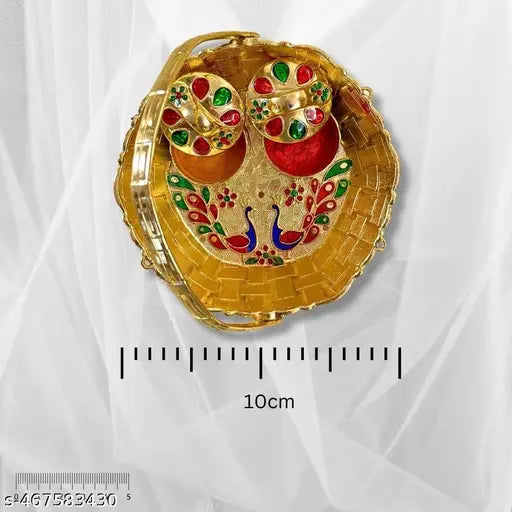 HALDI MEHENDI SHAADI SANKRANTHI Haldi Kumkum Return Gift Mor Set with Free Haldi Kumkum | All in one Gift for Women, Weddings, Pooja Functions | Traditional Meenakari (Pack of 1)