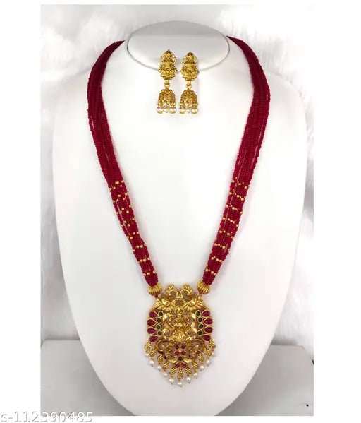Temple Jewellery Set Maroon Color