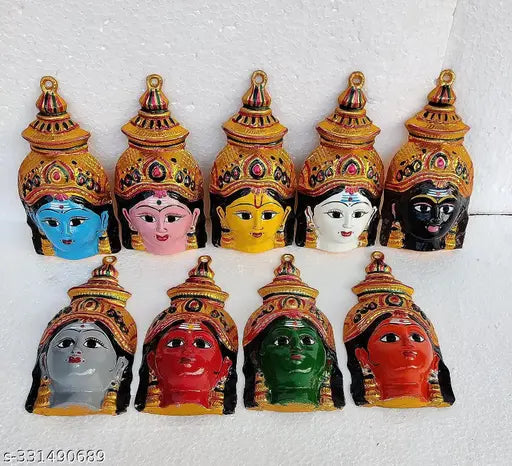S.S Mart Navadurga Devi Face Set of 9 Size: Length: 8 inches Breadth: 4 inches Material: Metal