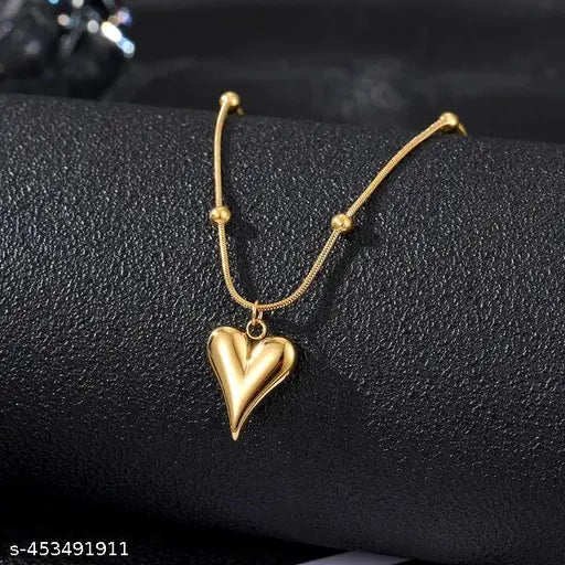 Stainless steel anti tranish gold plated heart shaped necklace for women and girls