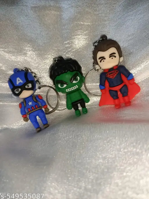 Pack of 6 Keychain challa key holder for kids, bike, car–Marvel Super Hero keychain! Perfect for school bags, lockers, and gifts design with Spider-Man, Iron Man, and more. Ideal for boys and girls. Cute cartoon key ring