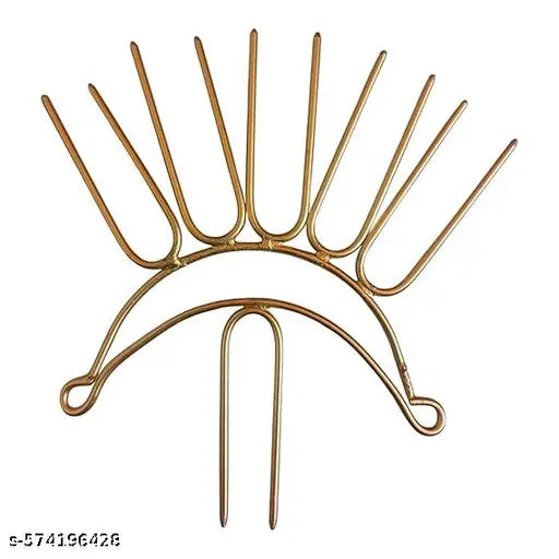 Metal Kalash Kadi with 5 Point Crown Stick, Kalasam Flower Stand Sticks for Varalakshmi Pooja & Home Temple Decoration (Gold)(12 * 4inch)