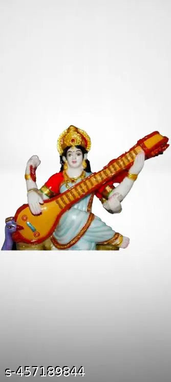 "Beautiful Saraswati Mata Idol for Home Temple | Marble Look Statue for Vasant Panchami, Navratri & Diwali Puja | Goddess of Wisdom & Knowledge"