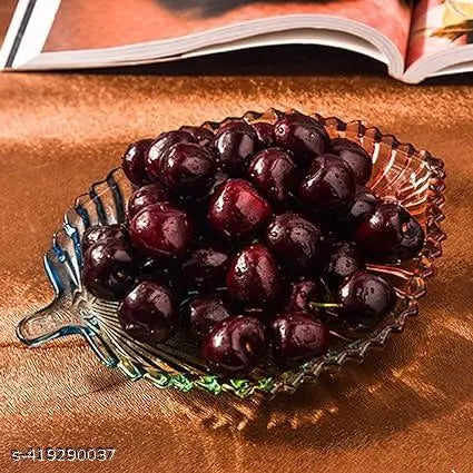 Dakshayanii Glass Ashtray Transparent Crystal Glass Leaf Shape Decorative Dish Plate Multipurpose Dry Fruits, Spice , Snacks , Sweets & Chocolate , Serving Plate for Dining Table, Office, Desk