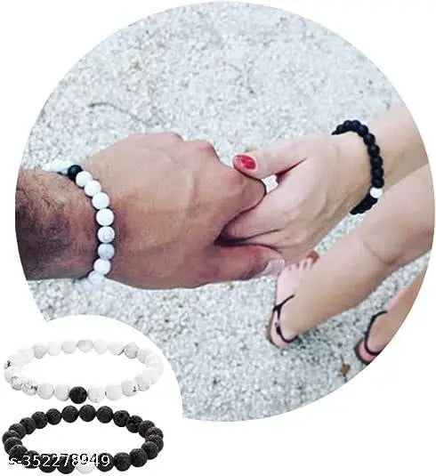Natural Howlite &  Stone Couple Bracelet for Lovers Pair, Beads Relationship, Combo Bracelet for Women & Men unisex