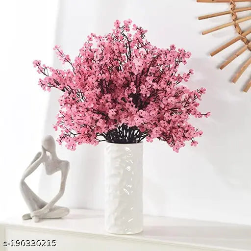 BS AMOR Set Of 5 Pink -Colored Gypsophilia Artificial Flowers and Plants Natural Looking for Home Decoration