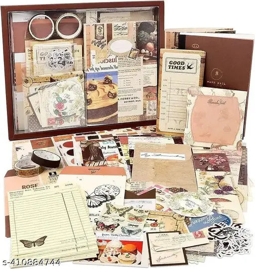 346pc Vintage Aesthetic Scrapbook Kit with Antique Papers, Stickers, WashiTape. Theme, Scrapbook Kit