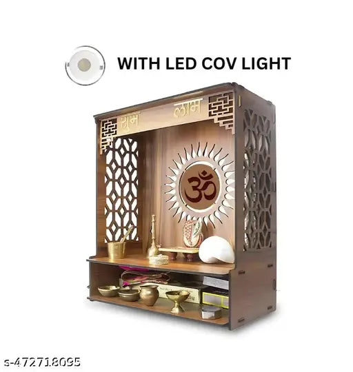 Mangal beautiful 17 inches height wooden pooja temple for home and office | Pooja mandir for home and office (17 Inches height)