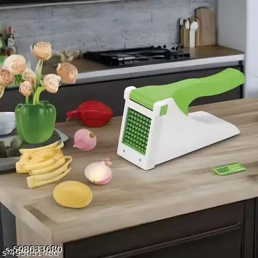 Vegetable Chopper for Kitchen | French Fries Cutter | Heavy Duty Vegetables Cutter | Unbreakable Chopper for Kitchen | Veggie Chopper & Slicer Lightweight | Green