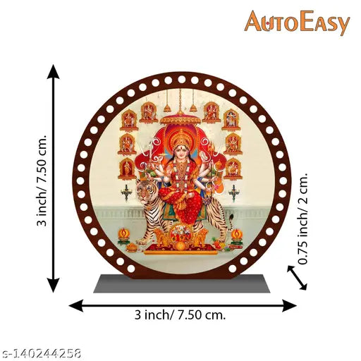 AUTOEASY Navdurga idol for Car Dashboard Acrylic Antic Round murti durga idol for home Spiritual Gift Item & Statue for Temple /Pooja/ Home Decor / Office / Study Table, Holy Statue, Decorative Showpiece Figurine