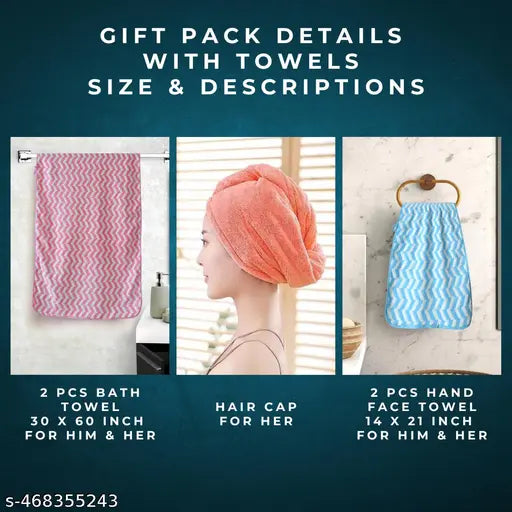 5-in-1 Super Saver Towel Set  | Ultra Soft, Quick Dry & Super Absorbent | Bath, Face & Hair Wrap Combo