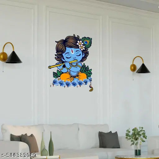 Hivyansh Little Krishna Wooden Wall Key Holder, Key Hanger for Living Room | Home Decor | Office Gift Items - 11.5' x 5.5' Inch Multi, (Pack of 1)