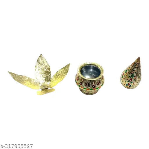 Meenakari Kalash Set For Home Decor For Pooja Kalash In Temple God Prayer And Also Wedding Pooja/Aluminum Meenakari Work Lota Kalash Set