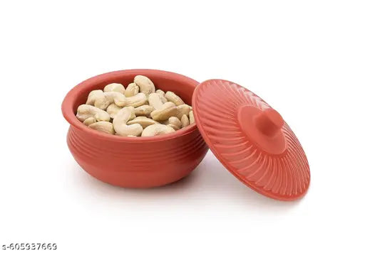 SHYAM ENTERPRISE Multipurpose Handi Bowl Set for - Plastic Jar Handi Shape Kitchen Storage, Kitchen Serving Dining Handi and Lid | Rice | Dal | Flour | Grocery | Handi Round, (250 ML - Red )