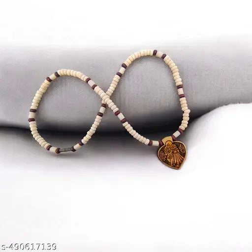 Original Tulsi Mala with Shree Radha Krishna Dil shape Necklace Wood Locket