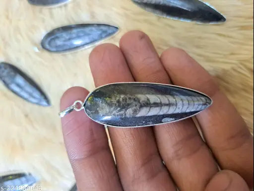 Natural Orthoceras fossil pendant Kuber Stone pendant for men and women Natural Kuber crystal locket Reiki Energy Orthoceras finance Pendant