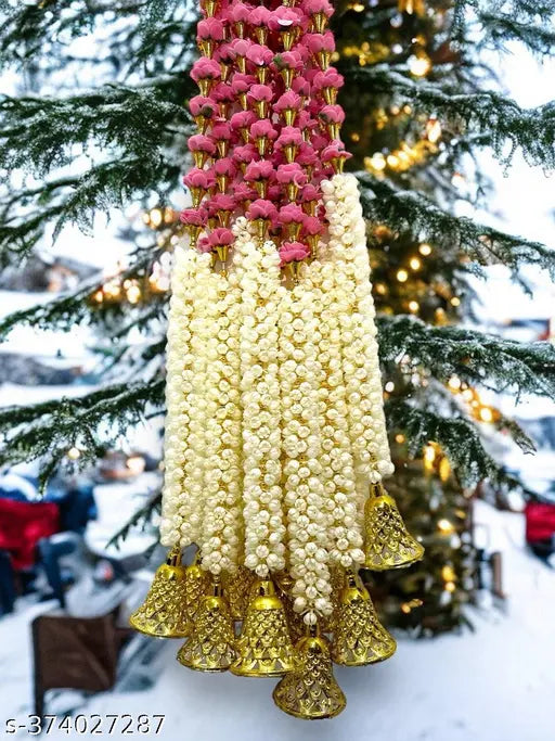 Bellu Handmade Decorative Mogra Bell Fluffy Artificial Creeper Bail Garland, Size 2.5 Feet Used for Home/Office ,Festival Christsmas Diwali Decoration,Pack of 4, (Pink)