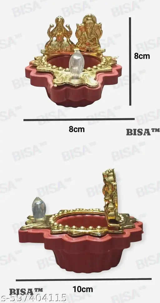 BISA™ Premium Water Sensor Diya | Pack of 12 Laxmi Ganesh LED Diya for Pooja & Festive Décor