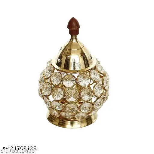 Akhand Diya Brass Metal Crystal Diyas Light Lamp for Pooja | Pooja Diya for House, Office, Mandir | Diwali Gifts | Home Decor Puja Lamp PUJA DIYA