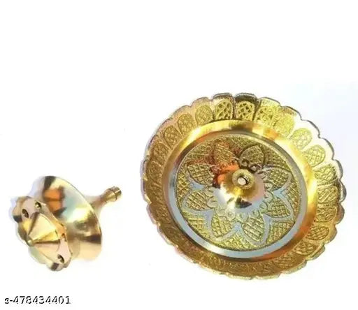 Medium size Pure Brass Plate for Puja/Diwali/Bhog Thali with beautiful Flower Embossed Design (size 3.6 inch) set of 1 pcs