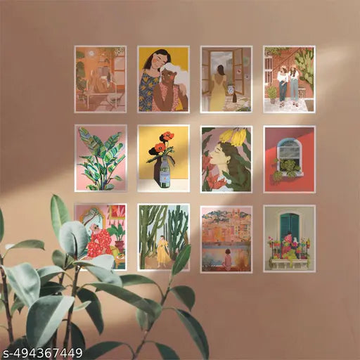 KARTMEN 12 Pcs Aesthetic Boho Posters For Room Decoration Boho Wall Art, Wall Decor, Aesthetic, Wall Art A4 size (29 x 21 cm)