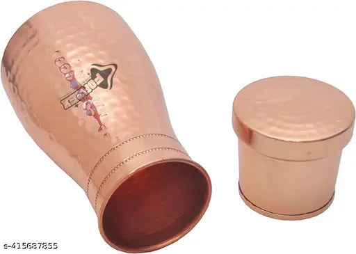Forgex Copper Water Bottle With Inbuilt Glass For Bedroom 1000 ML Capacity M13