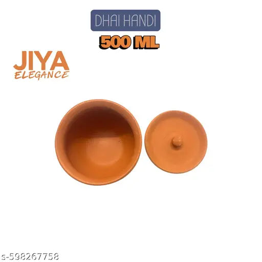Handmade Terracotta Dhai Handi | 500 ML Natural Clay Pot for Curd & Milk Storage ( PACK OF 1)