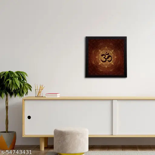 H'Decor Om Symbol Satin Matt Textured UV Art Painting