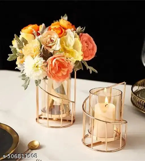 METAL VASE PLANTER , CANDLE HOLDER.
