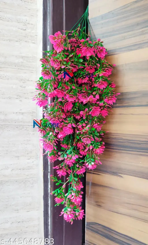 NN Globe Artificial Pink Flower Hanging Bunch /Hanging Bail for Decoration with Hanging Hook Artificial Bonsai/Leaf for Home Decor Artificial flower for Decoration