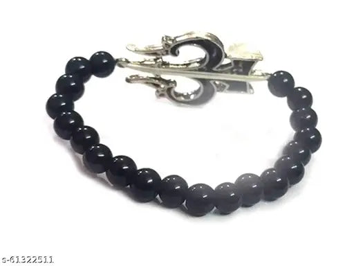 Trishul Damroo Lord Shiva Lucky Charm 8 Mm Stretch Bracelet For Men And Women