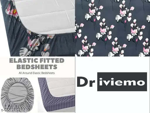 Super Soft Glace Cotton All Round Elastic Fitted Bed Bedsheet Double King Size Bedsheet 72x78x8 Inches with 2 Pillow Covers