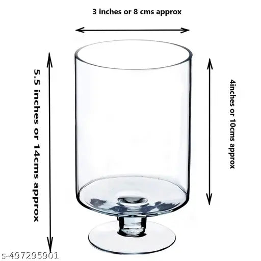 AABHAYA ARTS Hurricane Stemmed Glass Candle Holders, 5.5 inches Height, 3 inches Diameter, Pack of 2 Pcs