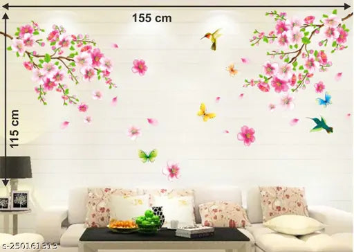 Wall Stickers Flowers TV Background Branch LED LCD Living Area Decoration PVC Vinyl