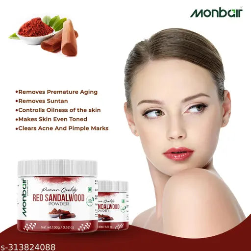MONBAIR Premium Quality Organic Red Sandalwood  Powder combo, 200 Grams