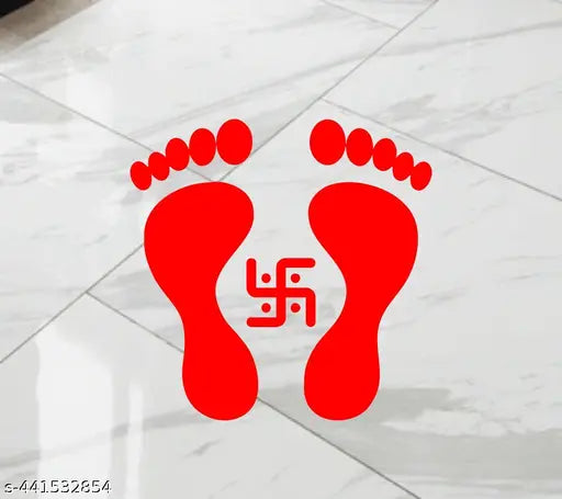 Hetshree Decor Set of 36 Laxmiji Charan Sticker Diwali Sticker for Diwali Decoration Self Adhesive Wall Sticker