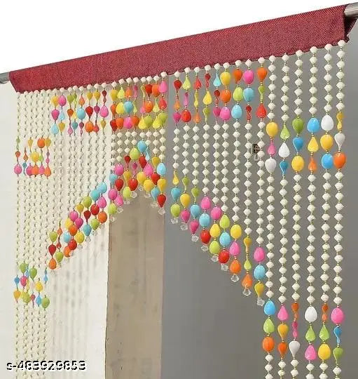 Sparkling Beads String PVC Curtains | Door Curtain for Room, Pooja Room, Mandir | Long Door Curtains - 7 Feet (Set of 1 PCS)