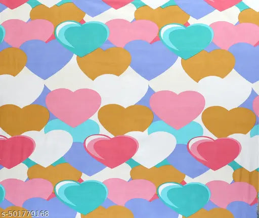 THE NERA CREATION Glace Cotton Single Flat Bedsheet With 1 Pillow Covers Size- 60*90 inches | Single Flat Bedsheet | Pink Heart Bedsheet | Printed Bedsheet | Flat Bedsheet |