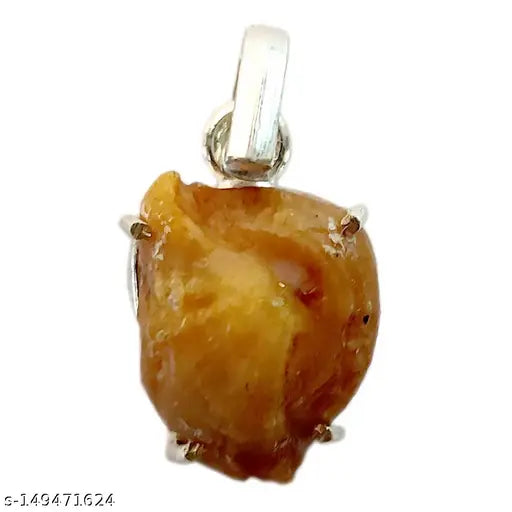 Lab Certified Machh Mani Pendant 8.25 - 10.25 Ratti Machh Mani Locket sea stone Pendant in White Metal Silver Plated Reduce and Remove Impact of Rahu, Ketu, Sani and Moon. (Meen Mukta, fish stone Pendant)