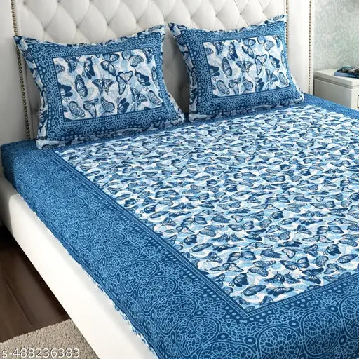 Jaipuri printed Double Bed Bedsheet 1 Bedsheet with 2 Pillow Cover and single bedsheet with 1 Pillow Cover