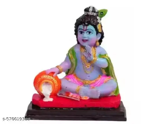 Lord Krishna with Makhan Statue - Handcrafted Idol for Temple and Home Décor
