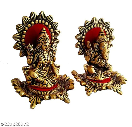 Laxmi ganesh Idol For Home,Temple, Office, Gifting and Purpose Luck and Happiness Metal Size:L-B-H-8x8x11