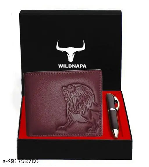 WILDNAPA RFID Protected 100% Genuine Leather Gift Hamper For Men | Leather Wallet For Men's | Wallets Branded | Wallets For Men (Maroon) ,Leather wallet combo for men