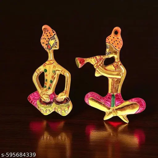 Metal Musical Man Set Multicolor for wall hanging Decor Your Home ,Office Walls,Rajasthani Musicians showpiece Figurines, Gift Article
