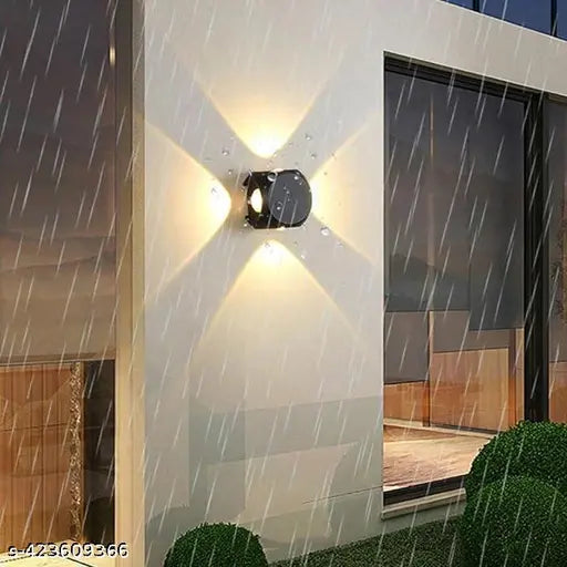 LED 4 Way wall led light  Outdoor Waterproof Exterior wall light lamp Fixture bedroom light (Warm White) (Up-Down-Left-Right) (4Watts) Pack of 1