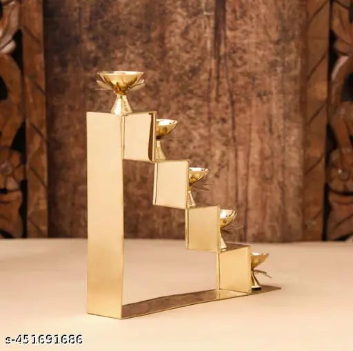 Alliance Decor Brass Step Lamp Diya Step Lamp Step Diya Akhand Jyoti Diya Brass Oil Lamp Kamal Diya- for Pooja Articles Decor Gifts Diya