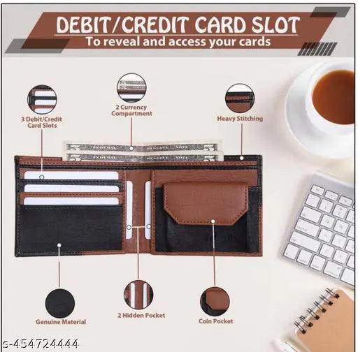 PU Leather Wallet for Men 9 Slot Card Holder Wallet Credit Debit Card Holder  Wallet ATM Card Wallet for Boys Zipper Coin Purse for Men & Women
