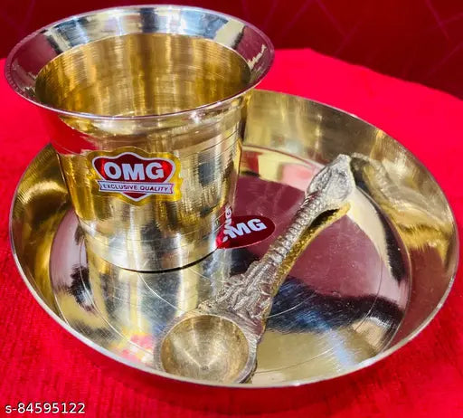 PANCHPATRA WITH SPOON AND BRASS PLATE