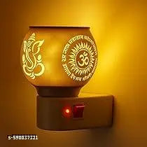 Trendy Ganesh Kapoordani , Kapurdani , Night Lamp With Kapoordani , Incence Holder , Dupdani , Bukhurdani ,Electric Ceramic Kapoor Dani Stand Kapur Incense Burner Oil Diffuser Cum Night Lamp With Switch For Mandir Gift Pack Of 1